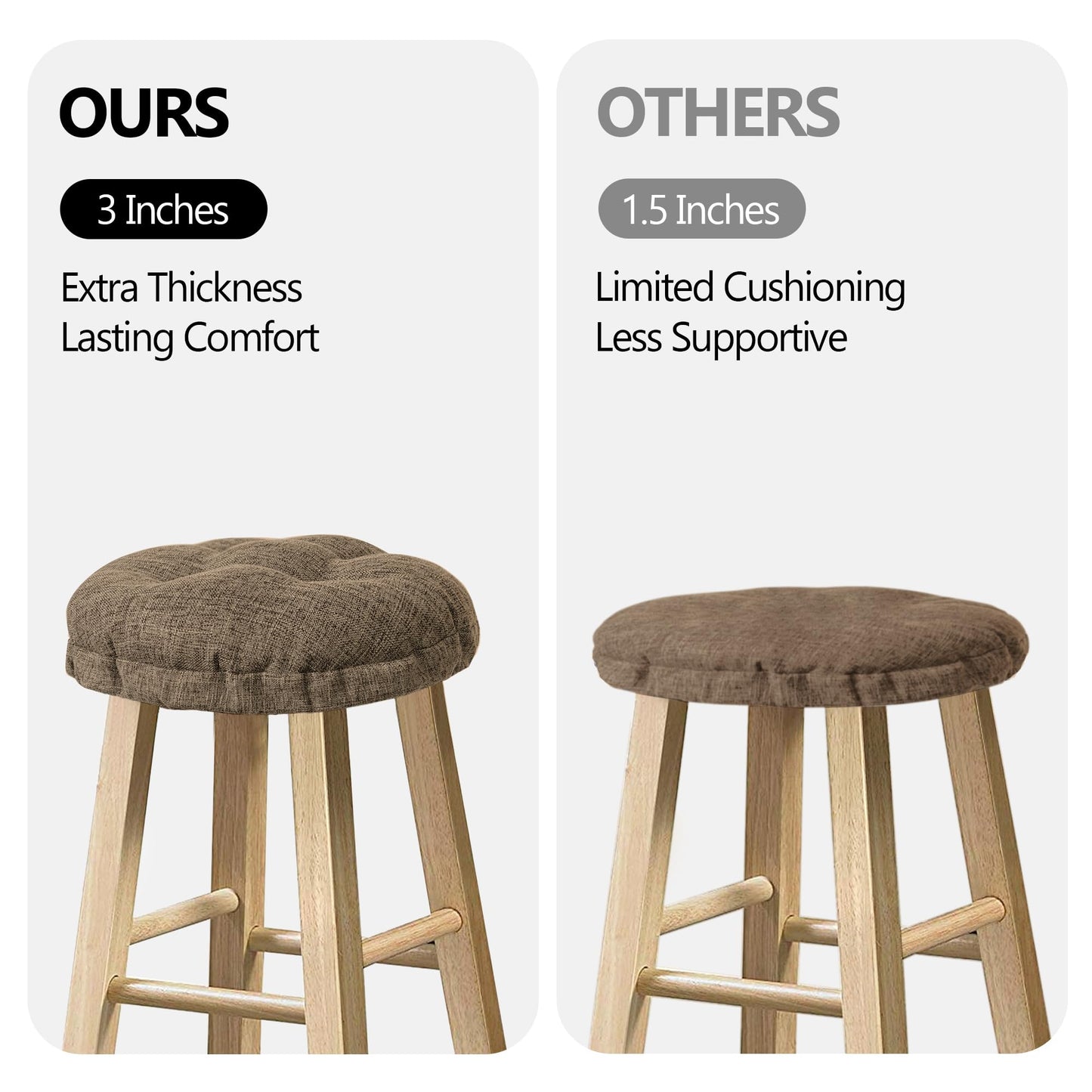 Sunlit Bar Stool Covers - Set of 2 Round Bar Stool Seat Covers, Soft and Cushioned Bar Chair Covers, Easy to Install and Wash, Cover Only, 12 Inch Diameter, Light Gray