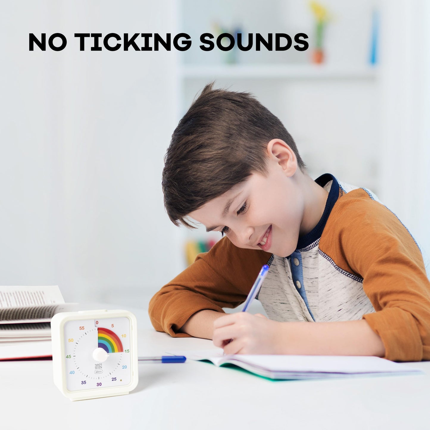 TWENTY5 SEVEN Countdown Timer, 60 Minute 1 Hour Silent Visual Timer, Magnetic Classroom Teaching Tool Office Meeting, Countdown Clock for Kids Time Management, Concentric Rainbow
