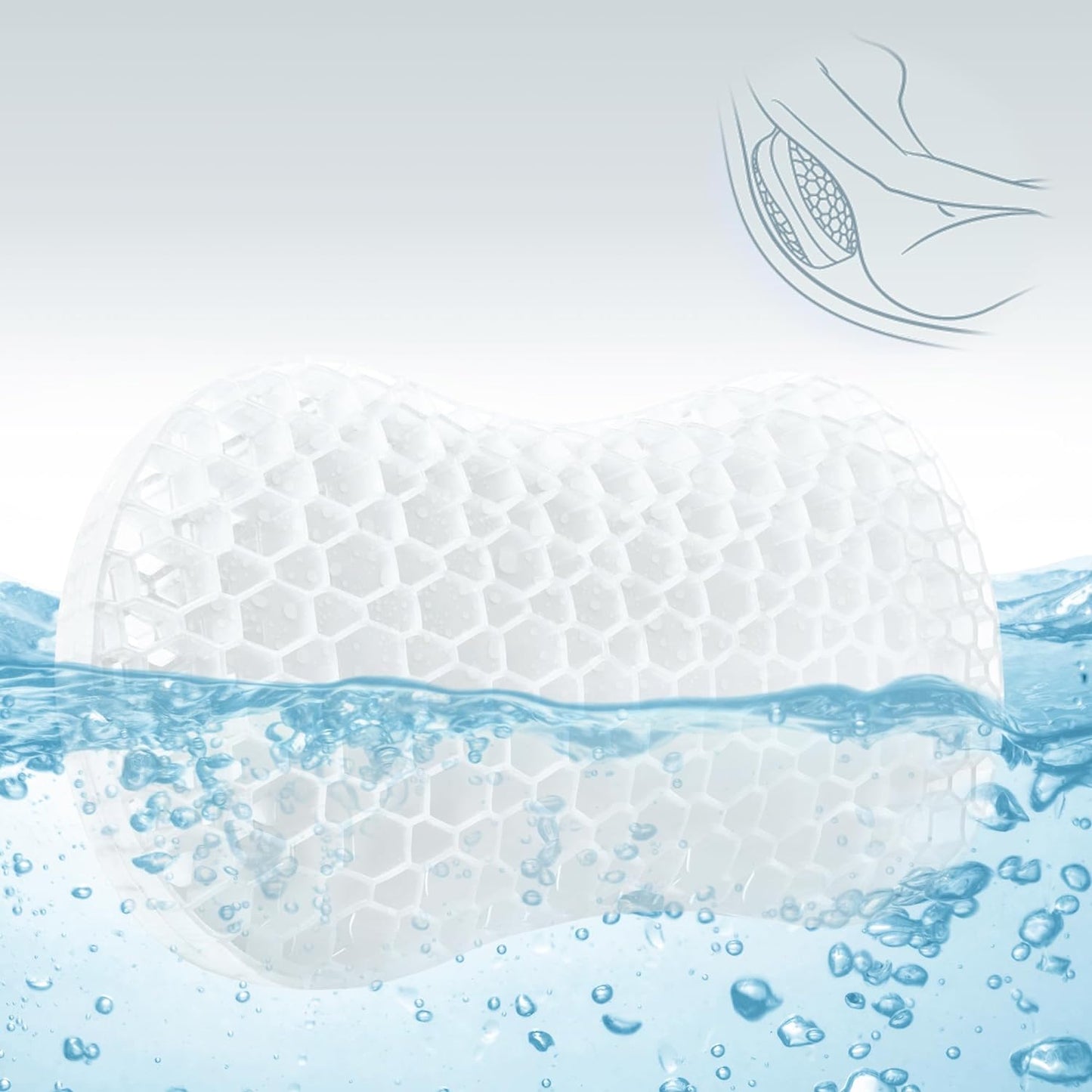 Sunlit Bath Jello Gel Bath Pillows, Lumbar Pillow for Bathtub, Back Support Pillow, Gel Pillow with Non-Slip Suction Cups for Lumbar, Back Rest Support, Fits Curved or Straight Back Tubs, Ice Blue