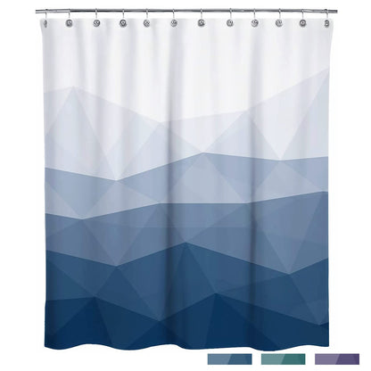 Sunlit Design 36 x 72 Inches Ombre Blue Small Stall Shower Curtain RV Half Size Narrow Bathroom Curtains Contemporary Geometric Fabric Bathroom Decor