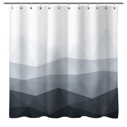 Sunlit Design 36 x 72 Inches Ombre Blue Small Stall Shower Curtain RV Half Size Narrow Bathroom Curtains Contemporary Geometric Fabric Bathroom Decor