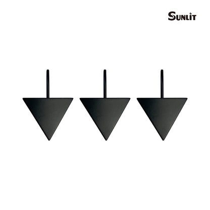 Sunlit Geometric Decorative Shower Curtain Hooks, Matt Triangle Geometric Black Shower Curtain Rings, Resin, Bathroom Decoration Boho Shower Curtain Hooks-12 Pack