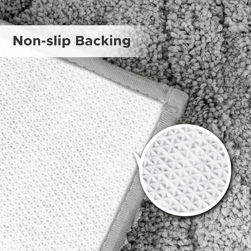 Sunlit 20"x30" Boho Decorative Textured Bathroom Rug Mat, Mid Century Modern Non-Slip Absorbent Soft Bath Mat, Organic Modern Floor Mat Dry Fast Machine Washable, Gray