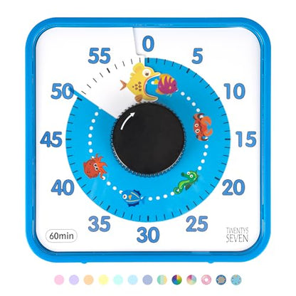 Visual Timer 7.5 inch, 60-Minute Countdown Timer for Kids Classroom Teaching Tool Office Meeting, Mechanical Countdown Clock for Exam Time Management Magnetic Kitchen Timer, Mint Green