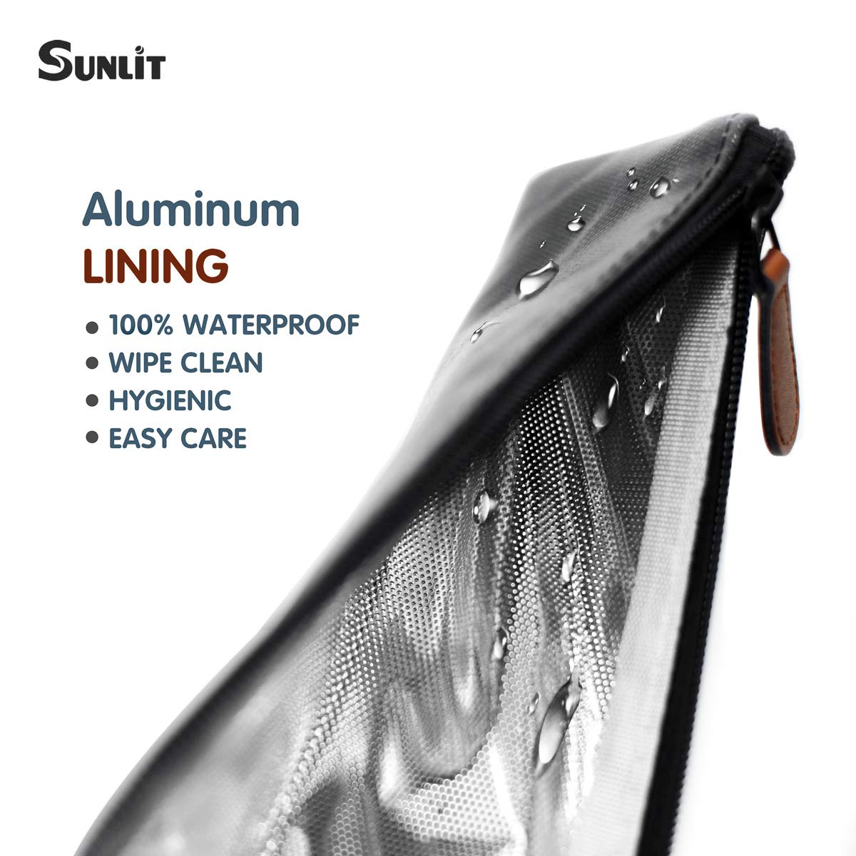 Sunlit 100% Waterproof Wipe Clean Hygienic Carrying Case/Pouch for Reusable Straws - 2 set - For 10.5 inches Straws Silicone or Stainless Steel - Brush/Chopsticks Zipper Bag for Travel