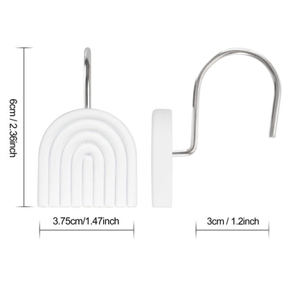 Sunlit Geometric Decorative Shower Curtain Hooks, Matt Triangle Geometric Black Shower Curtain Rings, Resin, Bathroom Decoration Boho Shower Curtain Hooks-12 Pack
