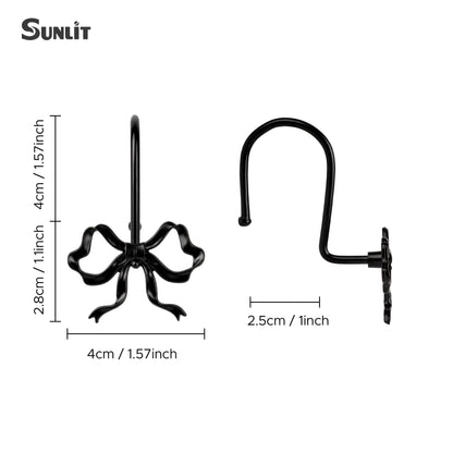 Sunlit Cute Gold Bow Knot Shower Curtain Hooks, Metal Home Decorative Shower Curtain Rings for Bathroom, Shower Curtain Hangers Bathroom Accessories, Set of 12