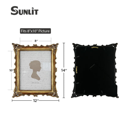 Sunlit Vintage Picture Frame 4x4 Inch, Luxury Antique Square Photo Frames with Glass Front, Photo Display, Tabletop Wall Hanging, Gift Ideas, Bronze Gold