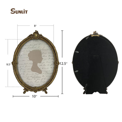 Sunlit Vintage Picture Frame 4x6 Inch, Oval Antique Photo Frames with Glass Front, Luxury Photo Display, Tabletop Wall Hanging, Gift Ideas, Brown
