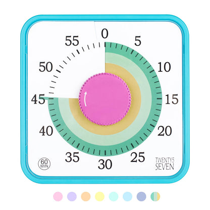 TWENTY5 SEVEN Countdown Timer 7.5 inch; 60 Minute 1 Hour Visual Timer – Classroom Teaching Tool Office Meeting, Mechanical Countdown Clock for Kids Exam Time Management Magnetic, Sky Blue