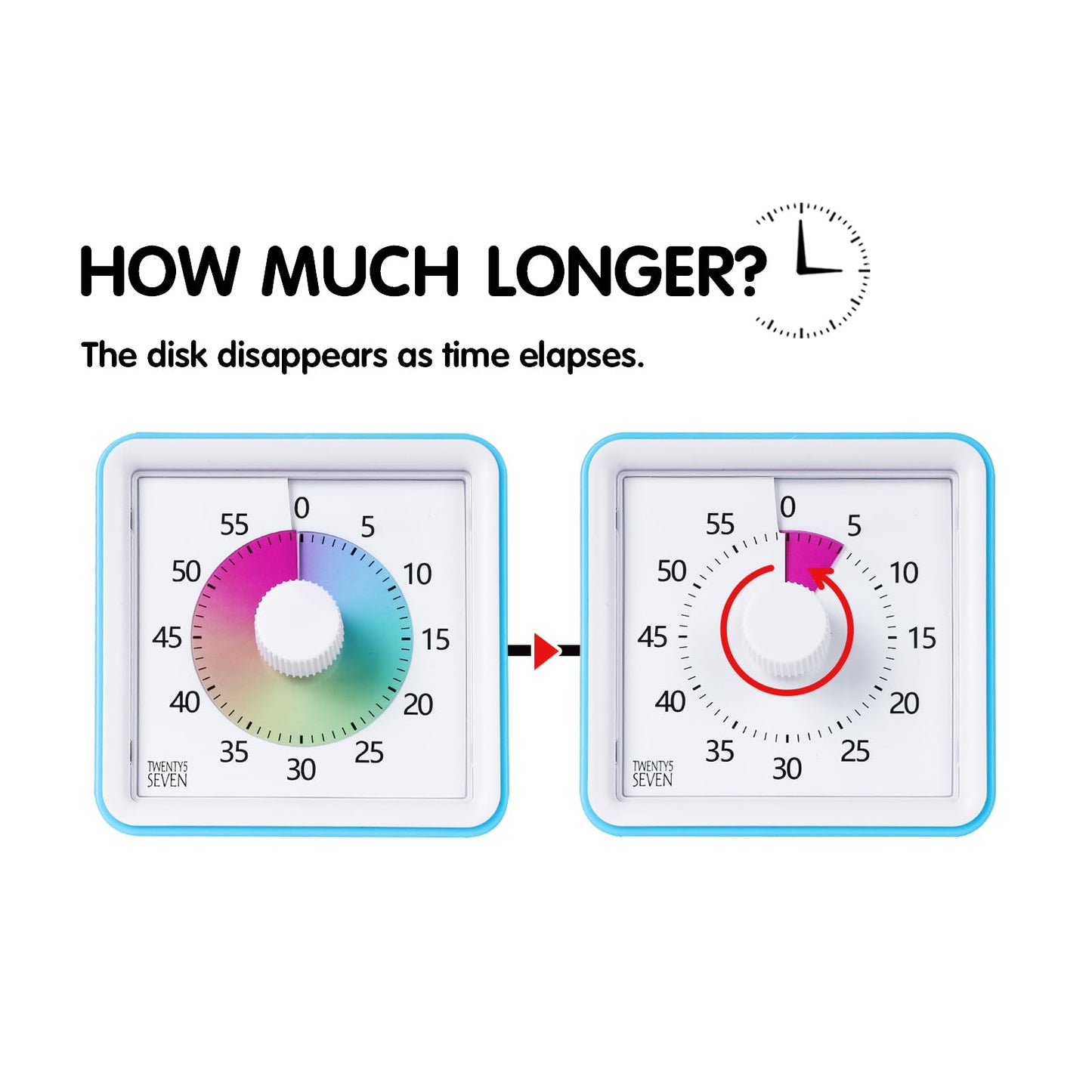 Visual Timer with Protective Case, 60-Minute Countdown Timer for Kids Autism ADHD Classroom Home Office, Countdown Clock for Teaching Work Meeting Time Management, Colorful