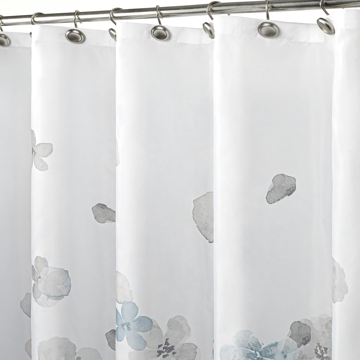 Sunlit Floral Fabric Shower Curtain, Design Simple Style Yellow and Gray Flower Blossoms Shower Curtains for Bathroom Decor with White Background, Machine Washable, 72x72