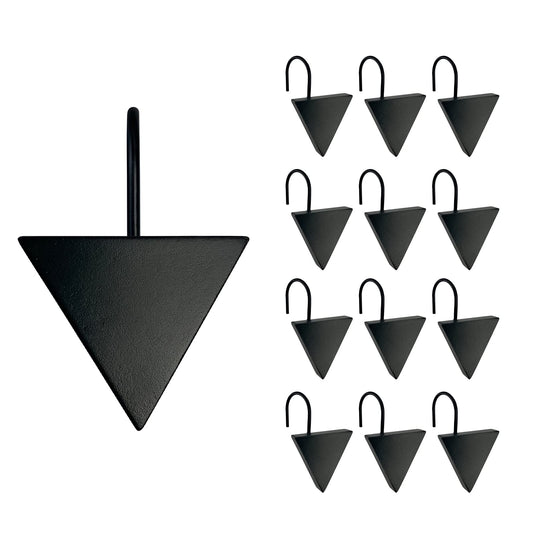 Sunlit Geometric Decorative Shower Curtain Hooks, Matt Triangle Geometric Black Shower Curtain Rings, Resin, Bathroom Decoration Boho Shower Curtain Hooks-12 Pack