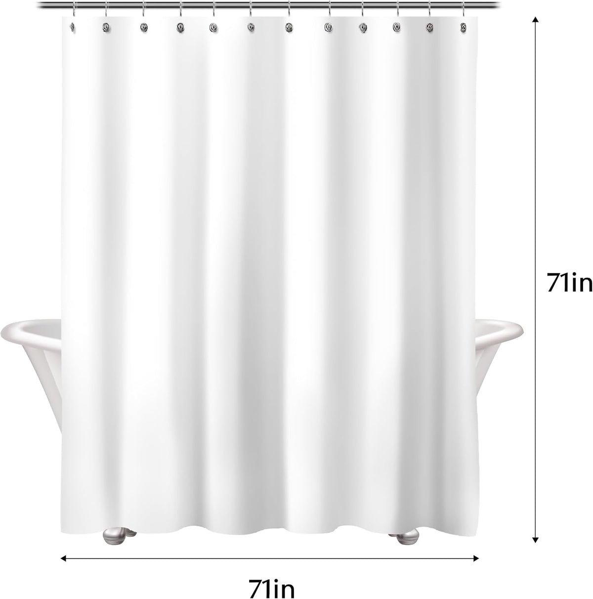 Sunlit Sage Green Gray Horizontal Stripes Water-Repellent Fabric Shower Curtain with Reinforced Metal Grommets Refreshing Striped Design Bathroom Decor, 72x72