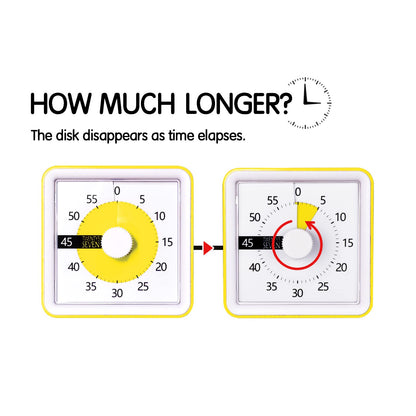 Visual Timer with Protective Case, 60-Minute Countdown Timer for Kids Autism ADHD Classroom Home Office, Countdown Clock for Teaching Work Meeting Time Management, Colorful