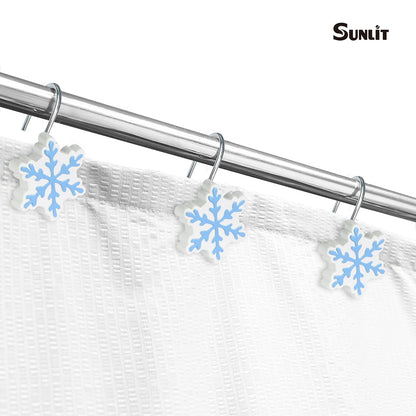 Sunlit Christmas Shower Curtain Hooks Snowflakes Double Shower Curtain Rings, Resin, Red and White Christmas Decor, Winter Bathroom Decoration - 12 Pack