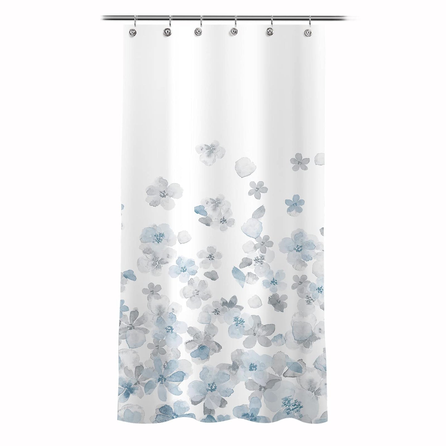 Sunlit Floral Fabric Shower Curtain, Design Simple Style Yellow and Gray Flower Blossoms Shower Curtains for Bathroom Decor with White Background, Machine Washable, 72x72