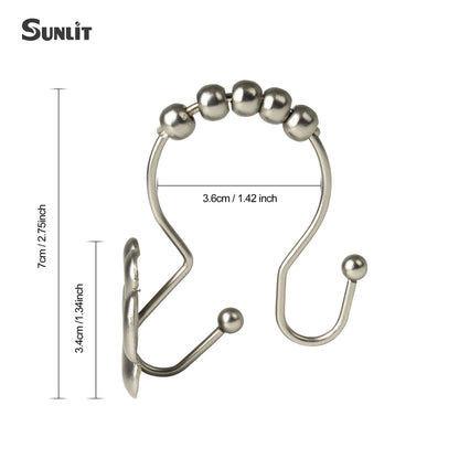 Sunlit Fashion Design Cute Paw Print Polished Double Shower Curtain Hooks for Dog Cat and Bear, Rust Proof Oil Metal Shower Curtain Rings, Black-12 Pack