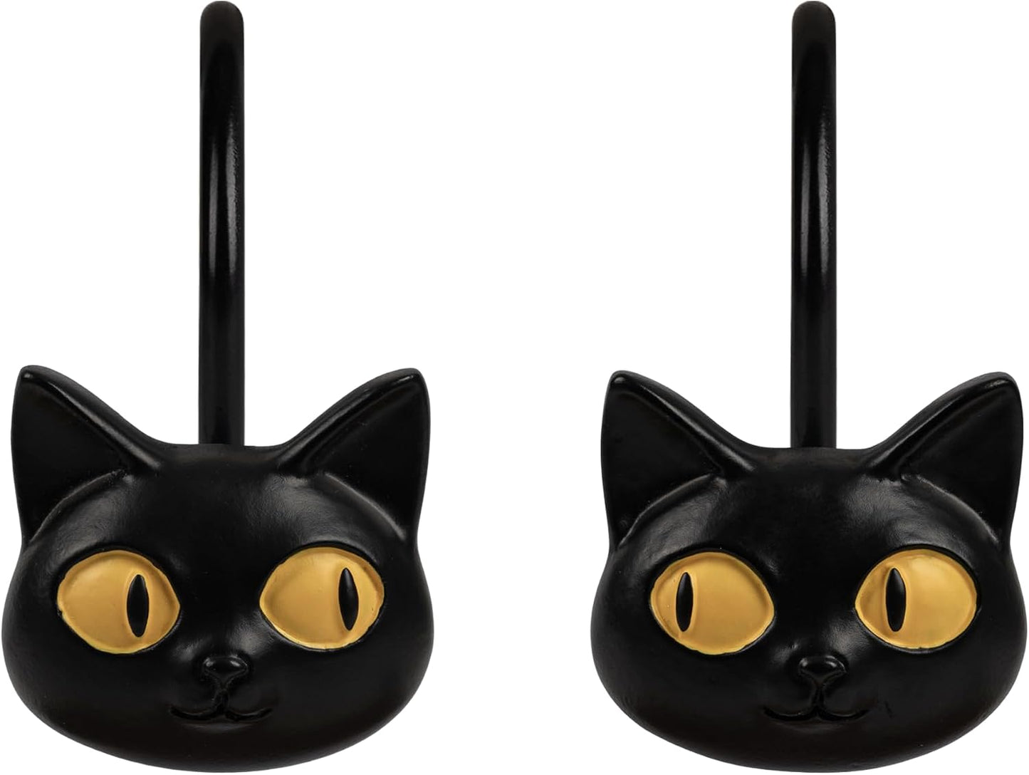 Sunlit Halloween Black Cat Shower Curtain Hooks, Home Decorative Shower Curtain Rings for Bathroom, Shower Curtain Hangers Bathroom Accessories, Set of 12, Classic Meows