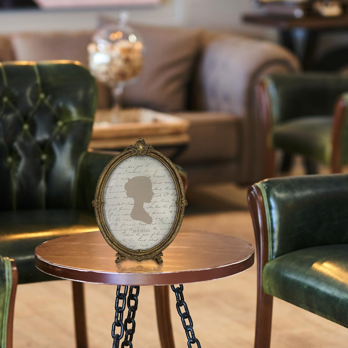 Sunlit Vintage Picture Frame 4x6 Inch, Oval Antique Photo Frames with Glass Front, Luxury Photo Display, Tabletop Wall Hanging, Gift Ideas, Brown