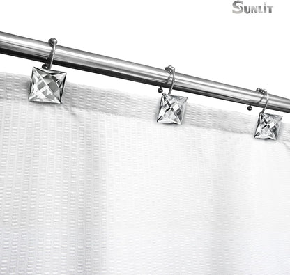 Sunlit Square Rhinestone Shower Curtain Hooks with Glide Balls, 12 Pack