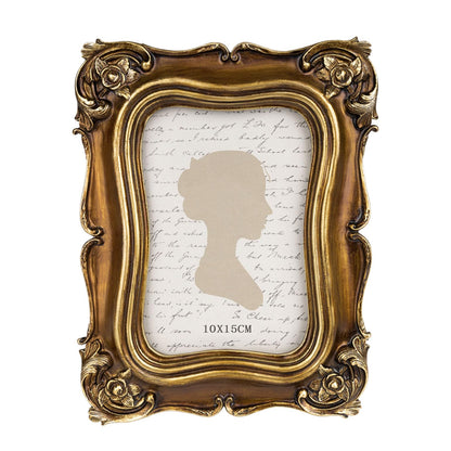 Sunlit Vintage Small Picture Frame 2.5x3.5 Inch, Antique Mini Polaroid Photo Frames with Glass Front, Luxury Wallet Size Picture Frames, Tiny Photo Frames Display Tabletop Wall Hanging Gift Ideas, Gold