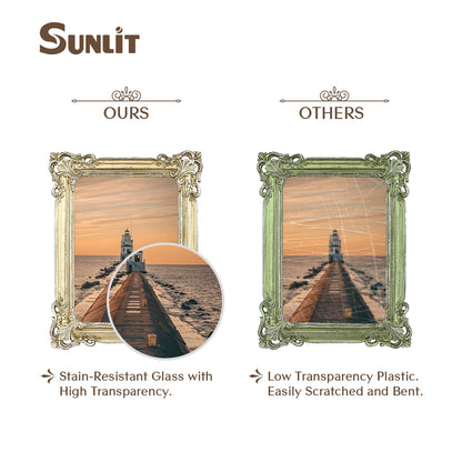 Sunlit Vintage Picture Frame 4x6 Inch, Luxury Antique Photo Frames with Glass Front, Photo Display, Tabletop Wall Hanging, Gift Ideas