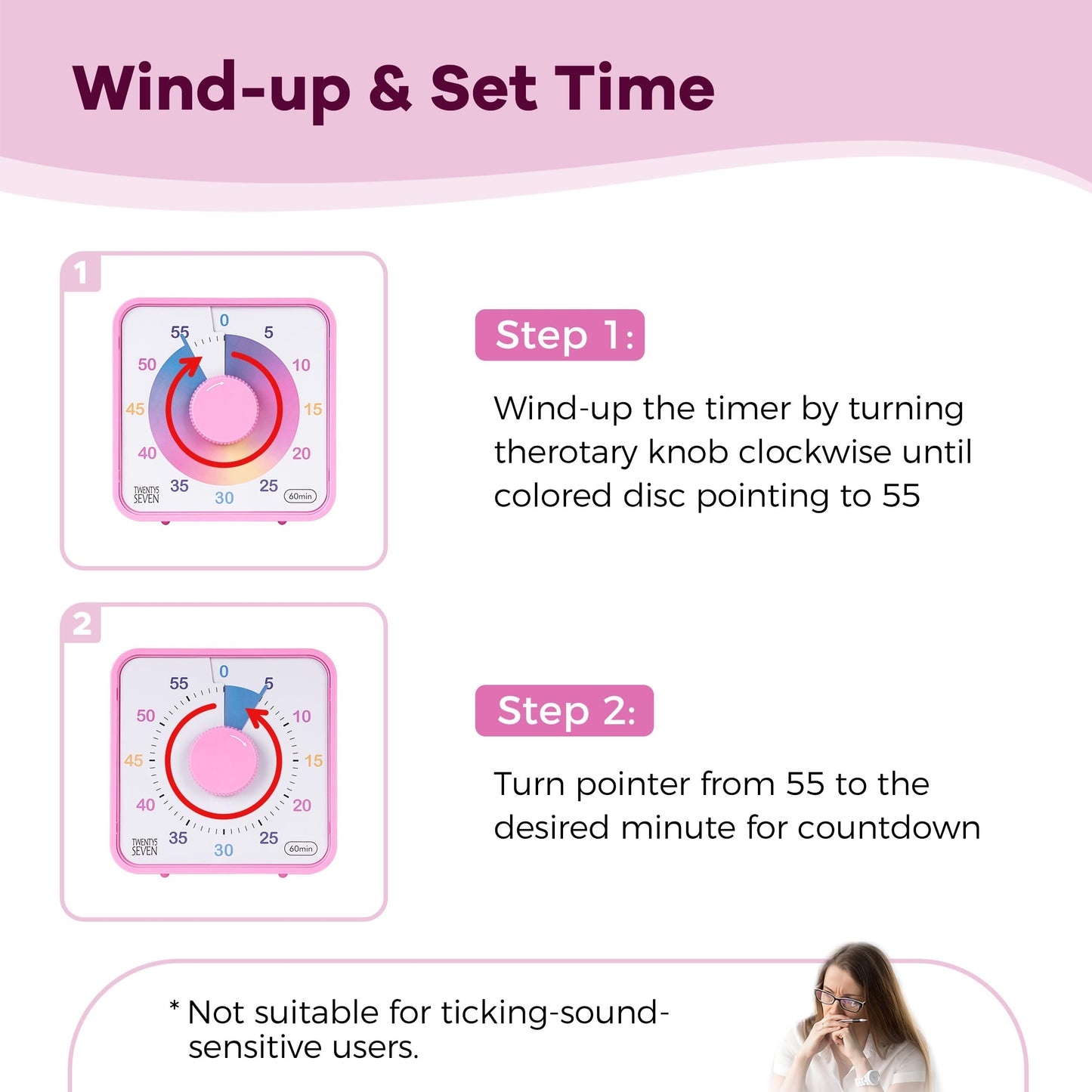 TWENTY5 SEVEN Countdown Timer 7.5 inch; 60 Minute 1 Hour Visual Timer – Classroom Teaching Tool Office Meeting, Mechanical Countdown Clock for Kids Exam Time Management Magnetic, Sky Blue