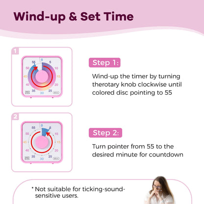 TWENTY5 SEVEN Countdown Timer 7.5 inch; 60 Minute 1 Hour Visual Timer – Classroom Teaching Tool Office Meeting, Mechanical Countdown Clock for Kids Exam Time Management Magnetic, Sky Blue