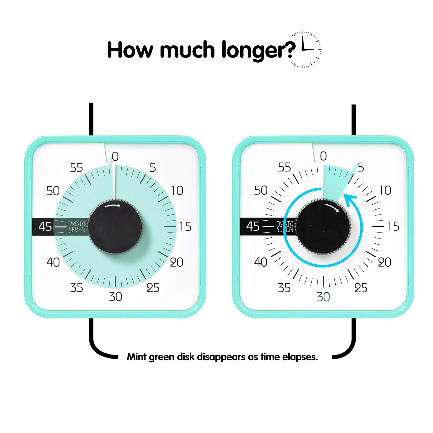 Visual Timer 7.5 inch, 60-Minute Countdown Timer for Kids Classroom Teaching Tool Office Meeting, Mechanical Countdown Clock for Exam Time Management Magnetic Kitchen Timer, Mint Green