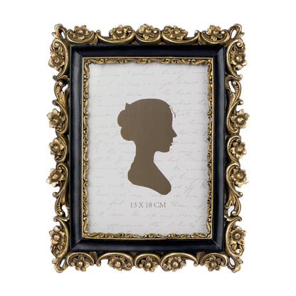 Sunlit Vintage Picture Frame 4x6 Inch, Luxury Antique Photo Frames with Glass Front, Photo Display, Tabletop Wall Hanging, Gift Ideas, Retro Blue and Gold