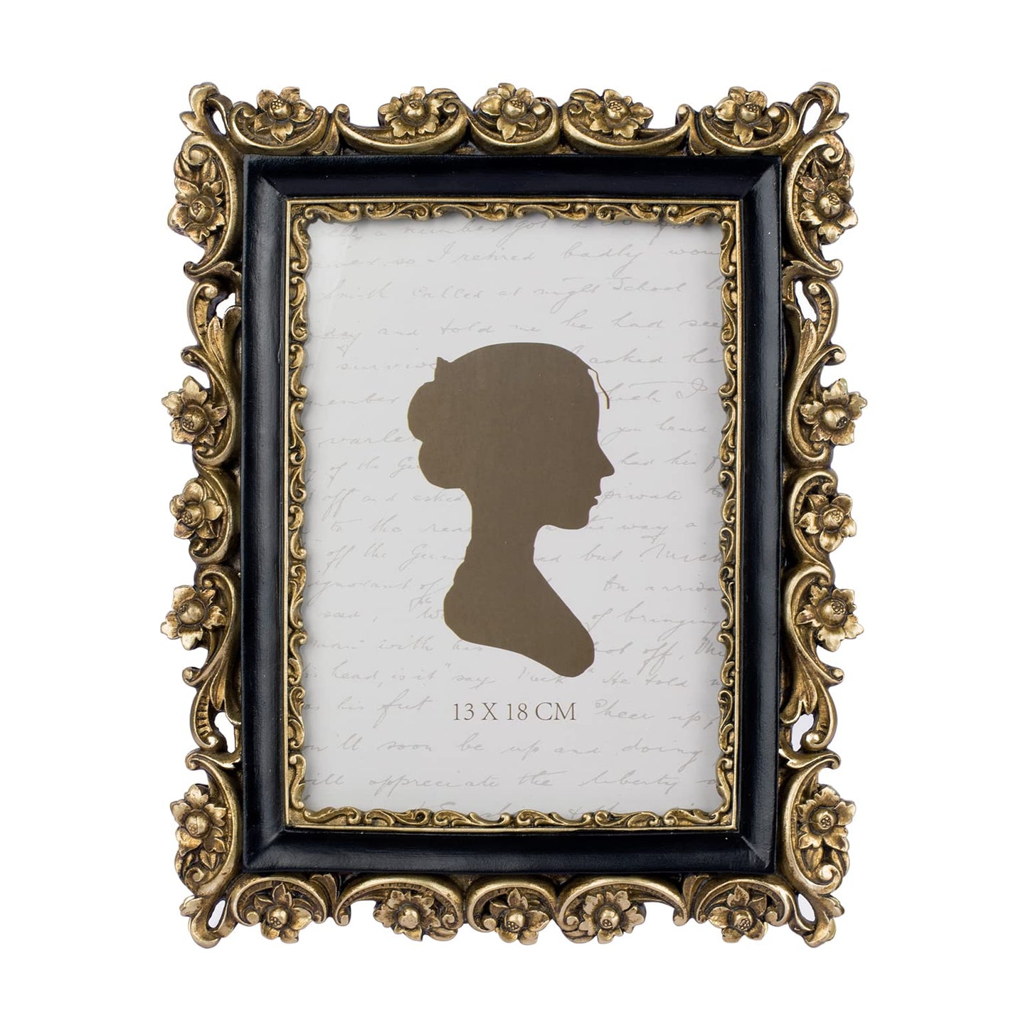 Sunlit Vintage Picture Frame 4x6 Inch, Luxury Antique Photo Frames with Glass Front, Photo Display, Tabletop Wall Hanging, Gift Ideas, Retro Blue and Gold