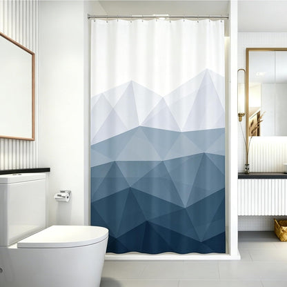 Sunlit Design 36 x 72 Inches Ombre Blue Small Stall Shower Curtain RV Half Size Narrow Bathroom Curtains Contemporary Geometric Fabric Bathroom Decor