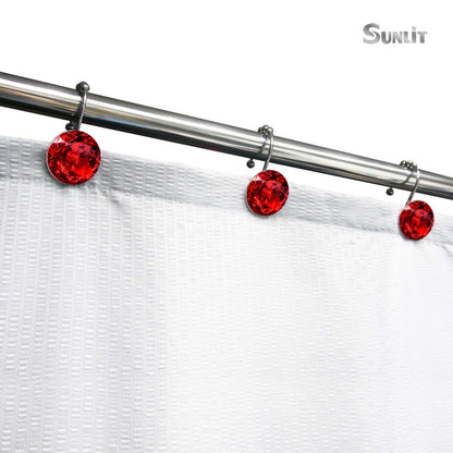 Sunlit Round Rhinestone Shower Curtain Hooks with Glide Balls, 12 Pack