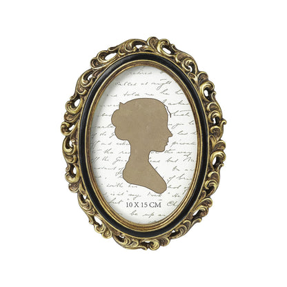 Sunlit Vintage Picture Frame 4x6 Inch, Oval Antique Photo Frames with Glass Front, Luxury Photo Display, Tabletop Wall Hanging, Gift Ideas, Golden Brown