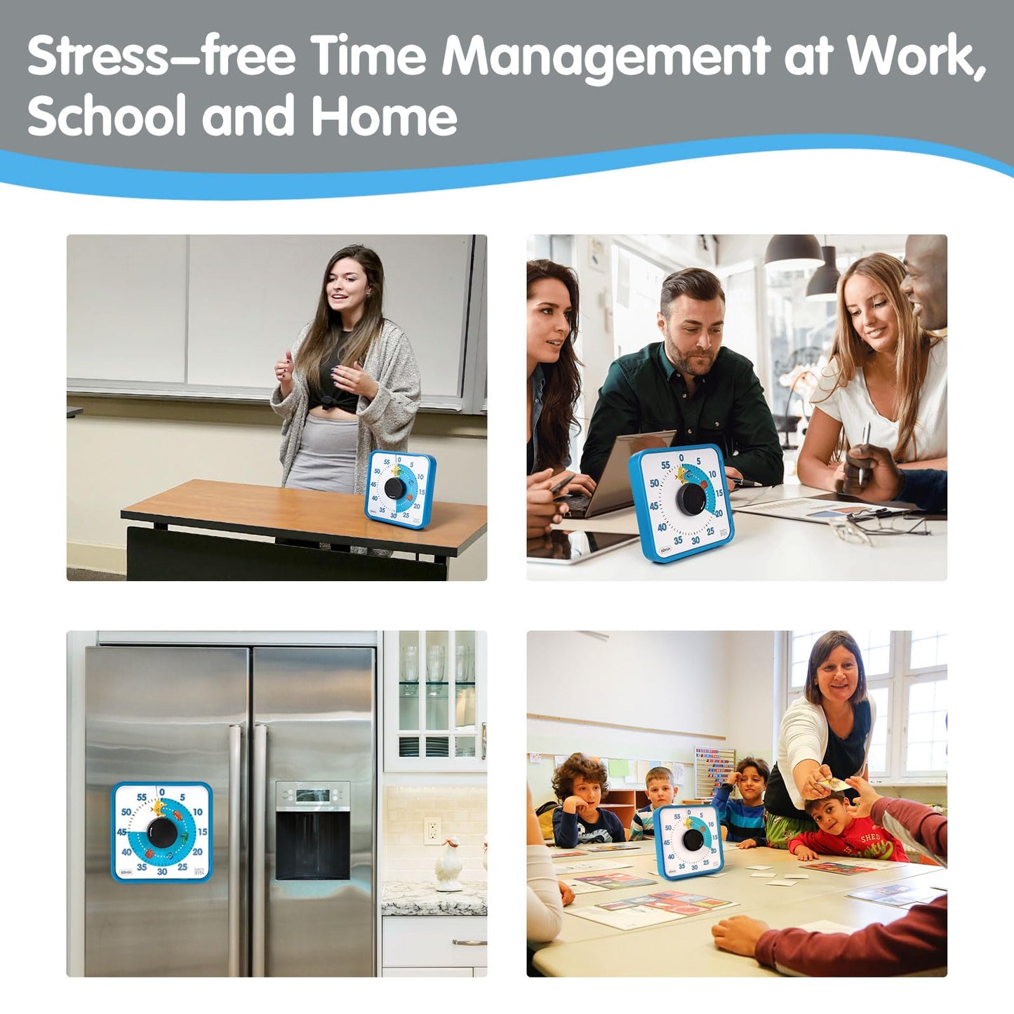 TWENTY5 SEVEN Countdown Timer 7.5 inch; 60 Minute 1 Hour Visual Timer – Classroom Teaching Tool Office Meeting, Mechanical Countdown Clock for Kids Exam Time Management Magnetic, Sky Blue