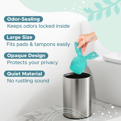 Sunlit No-Touch Feminine Hygiene Disposal Bags, Hygienic Odor-Reducing and Discreet Solution for Tampons Pads Liners and More, Size L - 20 Count