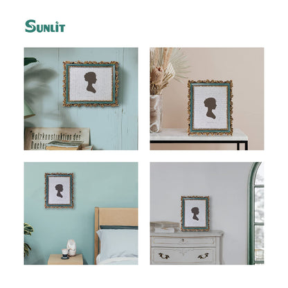 Sunlit Vintage Picture Frame 4x6 Inch, Luxury Antique Photo Frames with Glass Front, Photo Display, Tabletop Wall Hanging, Gift Ideas, Retro Blue and Gold