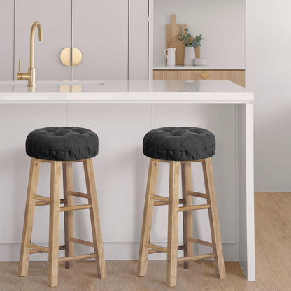 Sunlit Bar Stool Covers - Set of 2 Round Bar Stool Seat Covers, Soft and Cushioned Bar Chair Covers, Easy to Install and Wash, Cover Only, 12 Inch Diameter, Light Gray