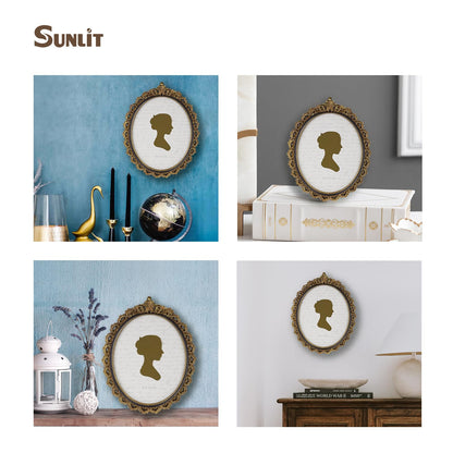 Sunlit Vintage Picture Frame 4x6 Inch, Oval Antique Photo Frames with Glass Front, Luxury Photo Display, Tabletop Wall Hanging, Gift Ideas, White