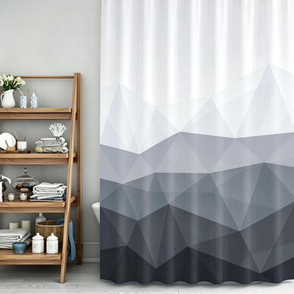 Sunlit Design 36 x 72 Inches Ombre Blue Small Stall Shower Curtain RV Half Size Narrow Bathroom Curtains Contemporary Geometric Fabric Bathroom Decor