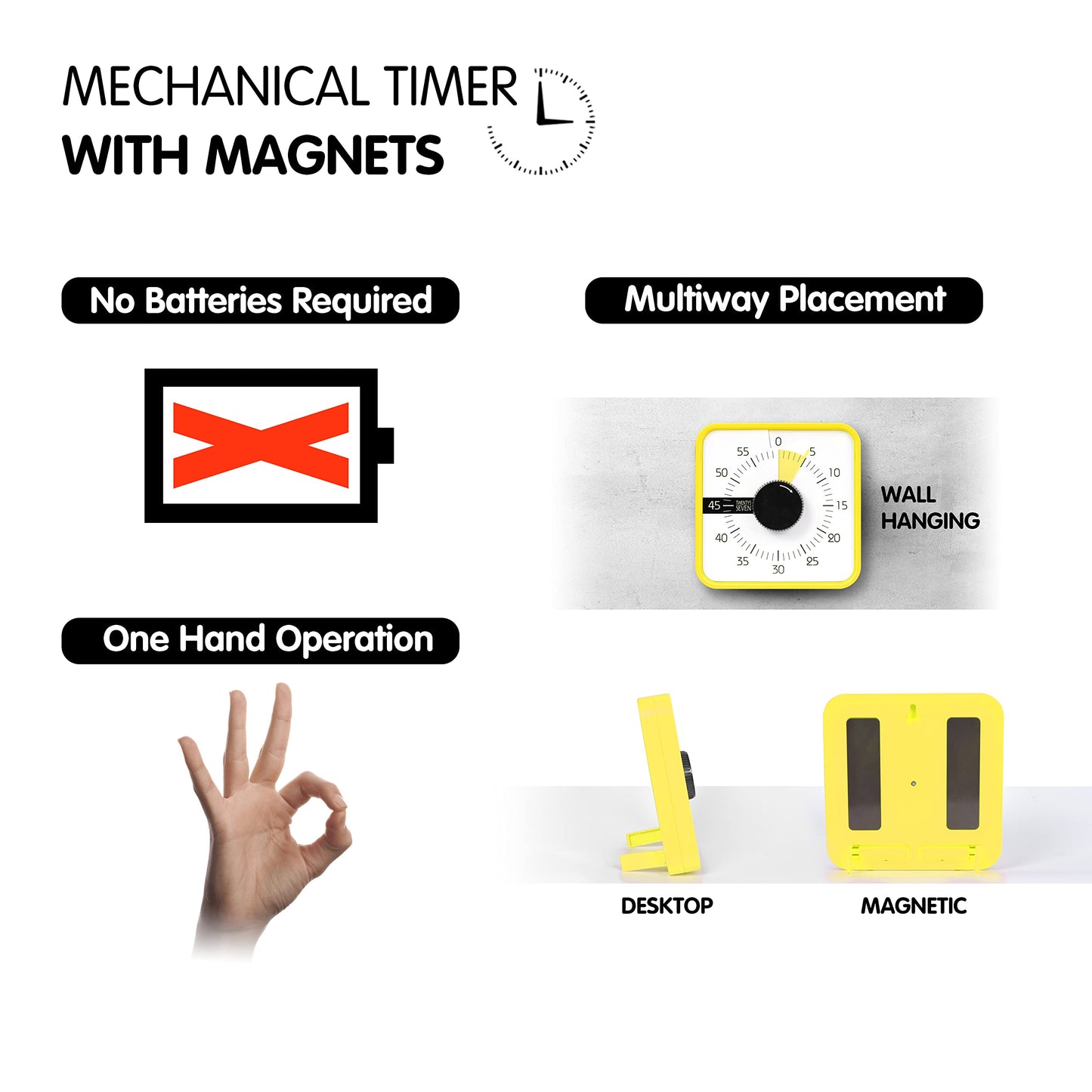 TWENTY5 SEVEN Countdown Timer 7.5 inch; 60 Minute 1 Hour Visual Timer – Classroom Teaching Tool Office Meeting, Mechanical Countdown Clock for Kids Exam Time Management Magnetic, Sky Blue