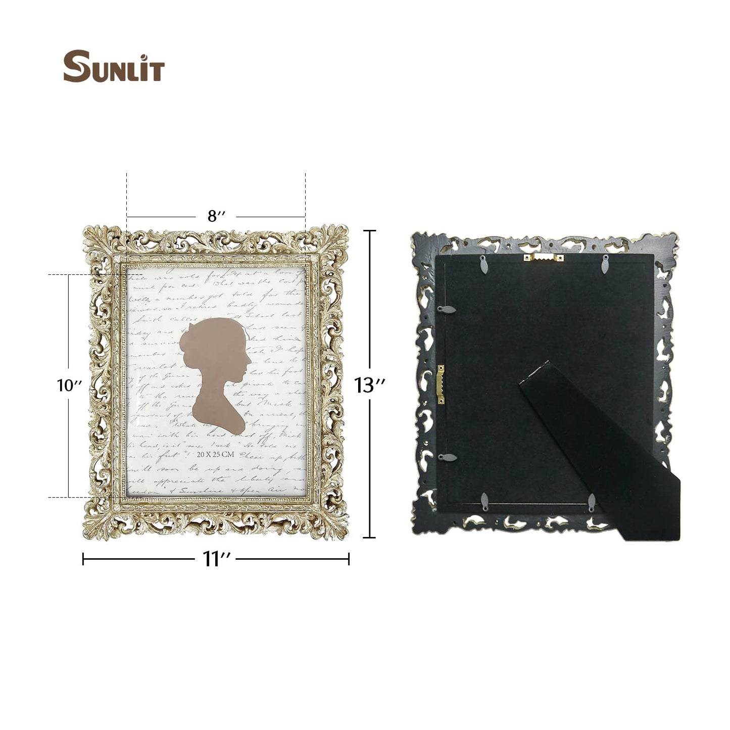 Sunlit Vintage Picture Frame 4x4 Inch, Luxury Antique Square Photo Frames with Glass Front, Photo Display, Tabletop Wall Hanging, Gift Ideas, Antique Gold Silver