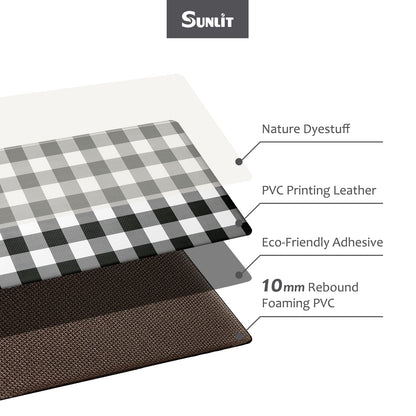Sunlit Set of 2 Anti Fatigue Kitchen Floor Mat, Non Slip Waterproof Comfort Standing Mat, 0.4 Inch Thick Cushioned Farmhouse Kitchen Rug Runner, White Red Buffalo Check (17"x28"&17"x47")