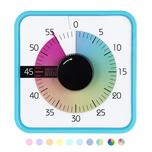 TWENTY5 SEVEN Countdown Timer 7.5 inch; 60 Minute 1 Hour Visual Timer – Classroom Teaching Tool Office Meeting, Mechanical Countdown Clock for Kids Exam Time Management Magnetic, Colorful
