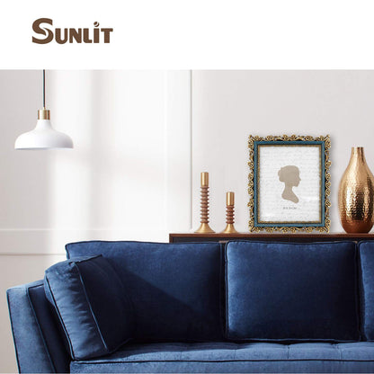 Sunlit Vintage Picture Frame 4x6 Inch, Luxury Antique Photo Frames with Glass Front, Photo Display, Tabletop Wall Hanging, Gift Ideas, Retro Blue and Gold