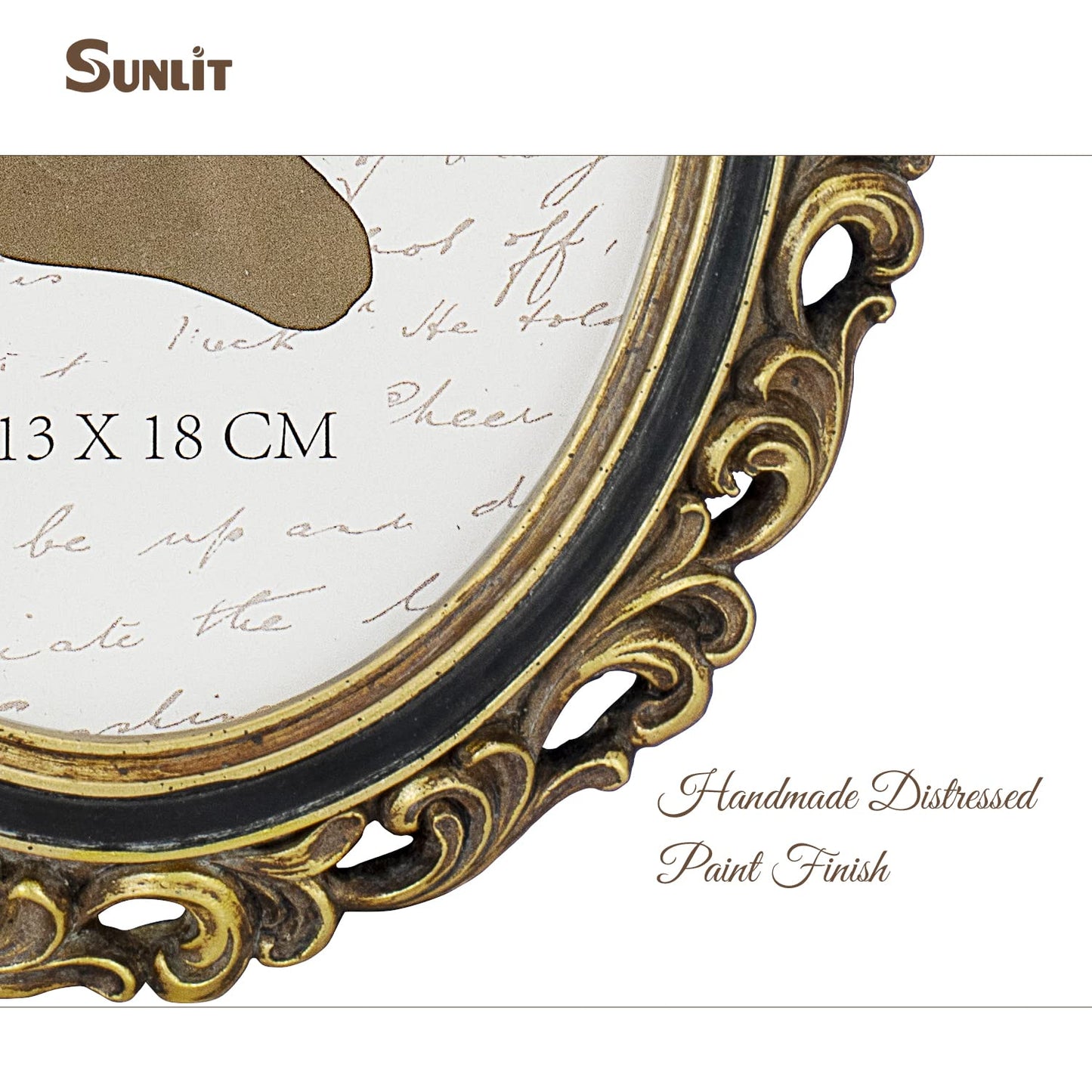 Sunlit Vintage Picture Frame 4x6 Inch, Oval Antique Photo Frames with Glass Front, Luxury Photo Display, Tabletop Wall Hanging, Gift Ideas, Golden Brown