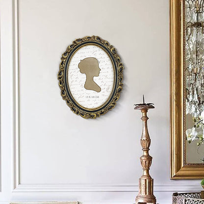 Sunlit Vintage Picture Frame 4x6 Inch, Oval Antique Photo Frames with Glass Front, Luxury Photo Display, Tabletop Wall Hanging, Gift Ideas, Golden Brown