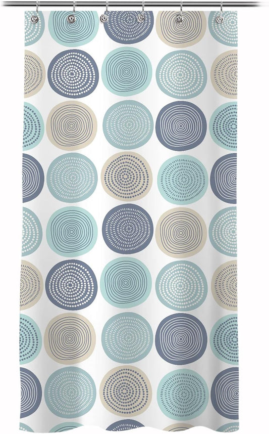 Sunlit Abstract Tree Rings Woody Artistic Small Stall Shower Curtain 36 x 72 Inches RV Half Size Narrow Bathroom Curtains Nature Pale Blue Teal Beige Light Brown Fabric Bathroom Decor