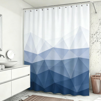 Sunlit Design 36 x 72 Inches Ombre Blue Small Stall Shower Curtain RV Half Size Narrow Bathroom Curtains Contemporary Geometric Fabric Bathroom Decor